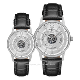 CHRIST VERRA CLASSIC MEMOIR CV 12452G-21 SLV & CV 12452L-21 SLV Couple Black Silver Leather Strap